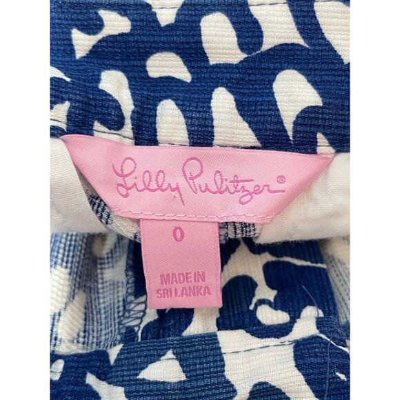 Lilly Pulitzer Shorts Size 0 Blue Animal Print Low Rise Tropical Resort Preppy - Picture 6 of 7
